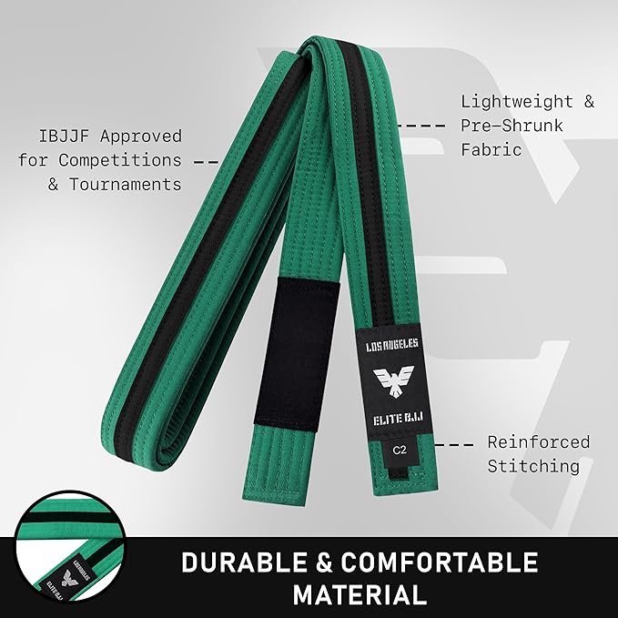 Elite Sports Kids Brazilian Jiu Jitsu Belts Preshurunk Martial Arts Youth BJJ Belts for Girls & Boys with BJJ Ranking Stripes-StrideForce Fitness