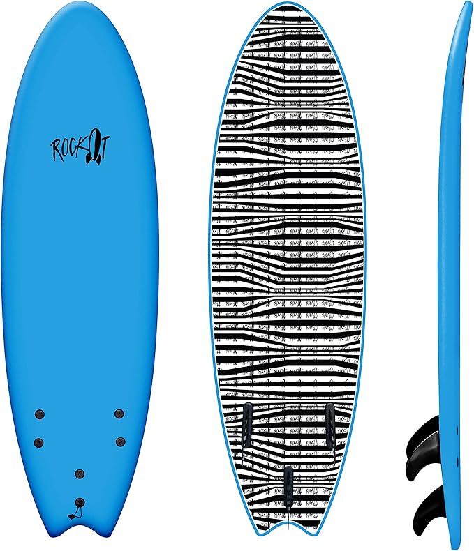 Rock-It 6' Albert Performance Fish Soft Top Surfboard Surf Board, Foam Surfboard, Kids Surfboard, Adult Surfboard, Tabla De Surf, Beginner Surfboard-StrideForce Fitness
