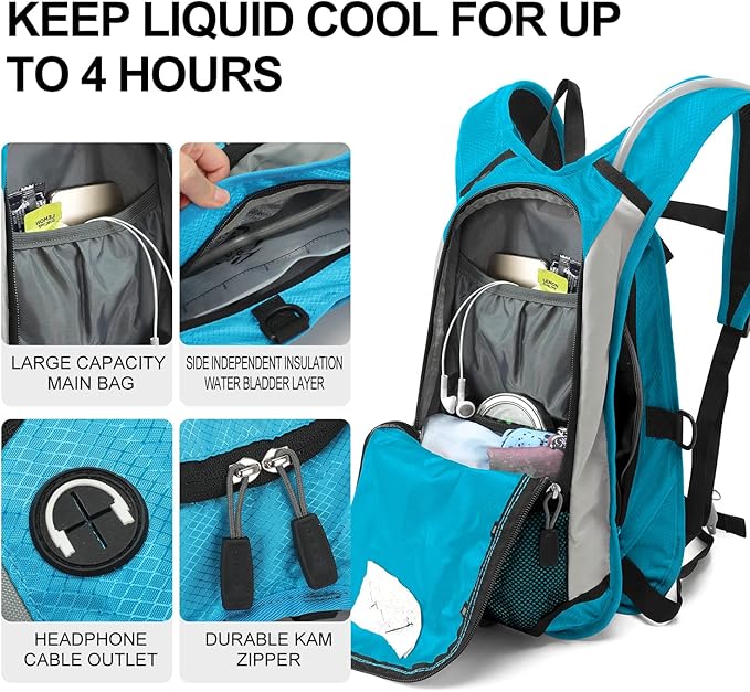 Hydration Pack Backpack, Lightweight Water Backpack with 2L Leakproof Hydration Bladder Daypack for Men Women,Running Hydration Vest for Outdoor Trail-StrideForce Fitness