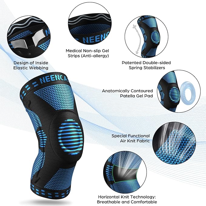 NEENCA Knee Brace for Women & Men, Medical Knee Support with Patella Pad & Side Stabilizers, Knee Compression Sleeve for Knee Pain, Meniscus Tear, ACL, Joint Pain, Runner, Workout - FSA/HSA Eligible