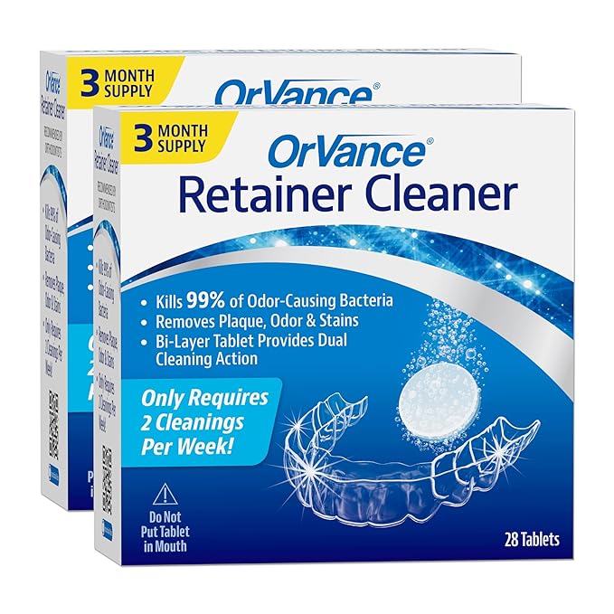 OrVance Retainer Cleaner Tablets (6 Month Supply) | Only 2 Cleanings Per Week Required | Removes Odors, Stains, Plaque for Invisalign, Mouth/Night Guards, and Removable Orthodontic Appliances