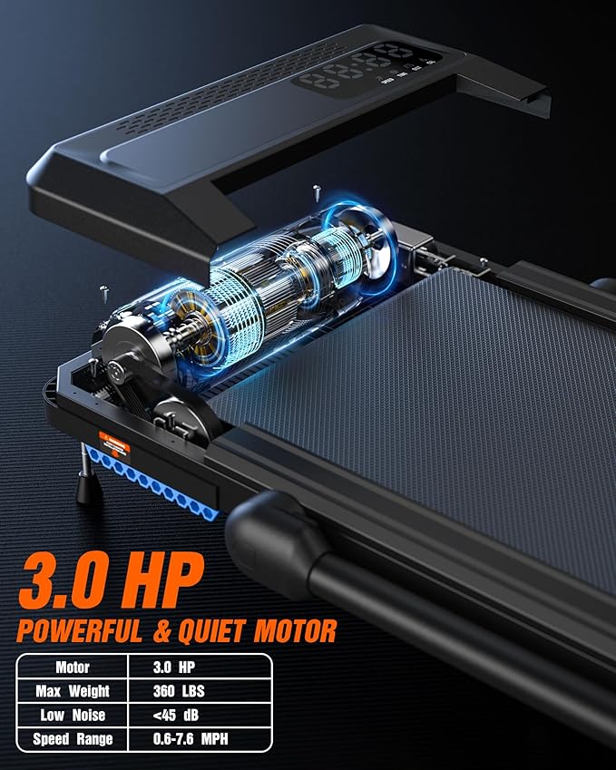 WELLFIT Treadmill for Home, 2 Level Incline Heavyduty Treadmill with Pulse Sensor, 4.0 HP, 1.0-10.0 MPH, 450/360 lbs Capacity, Large Running Area Treadmills with Bluetooth Player & LED Display-StrideForce Fitness