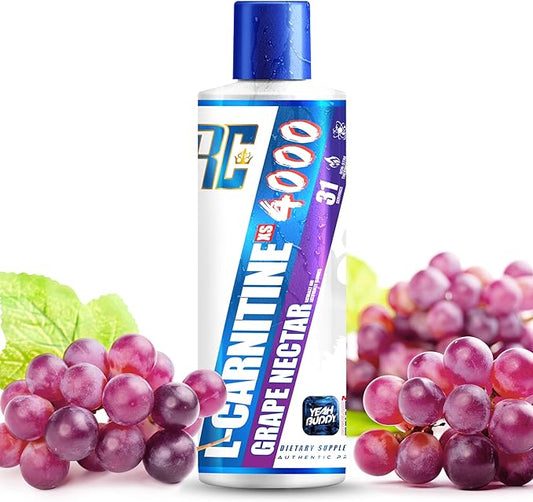 Ronnie Coleman Signature Series L Carnitine XS 4000 Liquid, Stimulant Free, Sugar Free, Zero Carbs, Lean Muscle Strength Support for Men & Women, 16 Oz (16 oz, Grape Nectar (4000))-StrideForce Fitness