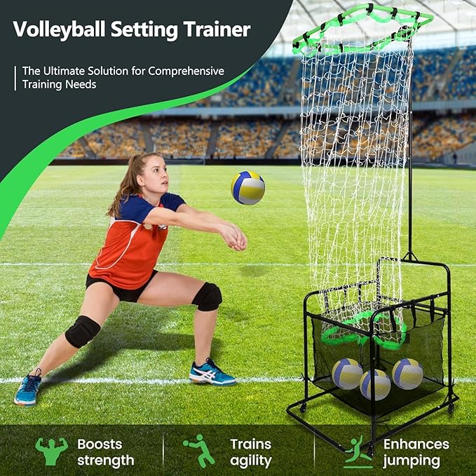Volleyball Setter Trainer Net with Adjustable Height and Angle for Indoor and Outdoor Practice, Perfect Target Net for Setting, Serving, and Spiking Training Equipment-StrideForce Fitness