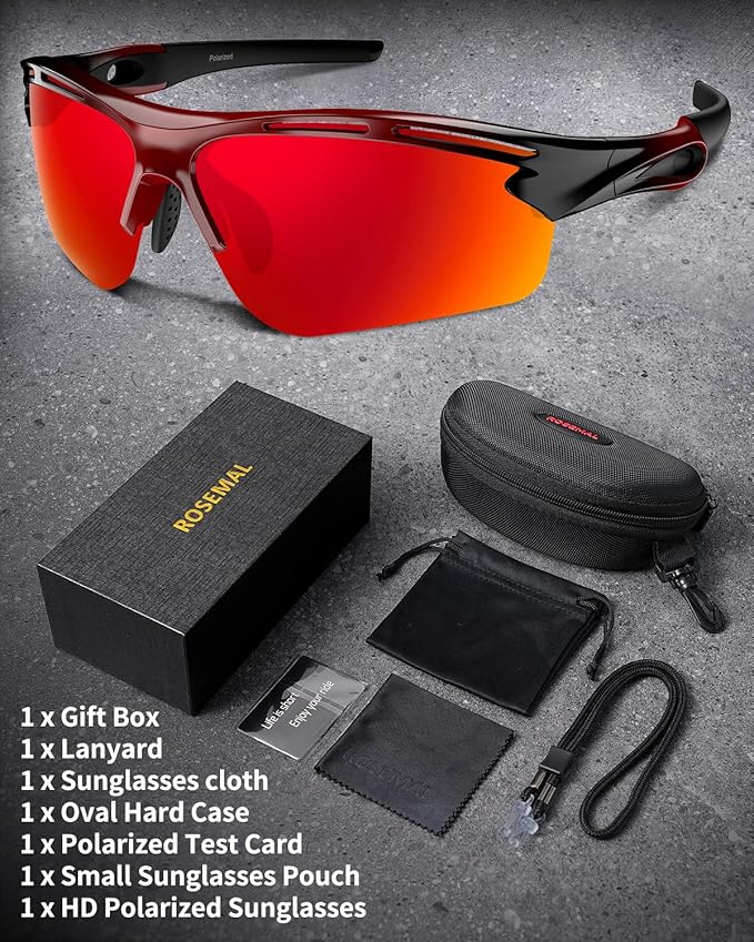 Polarized Sports Sunglasses for Men Women,UV400 Protection Sunglass for Running Cycling Fishing Hiking TR90-StrideForce Fitness