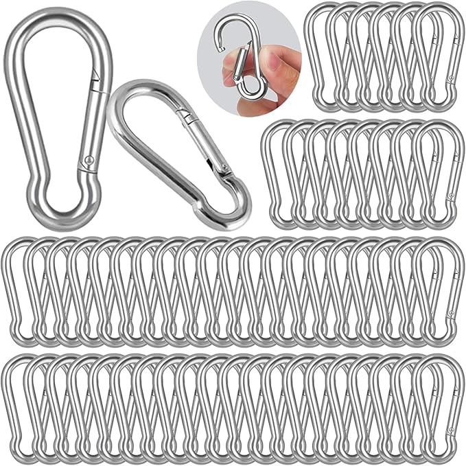M5 Spring Snap Hook Carabiners, Carabiner Clip, Heavy Duty Galvanized Steel Spring Clip, Quick Link Key Chain for Swing Hammock Gym Outdoor, Holding Capacity-StrideForce Fitness