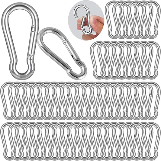 M5 Spring Snap Hook Carabiners, Carabiner Clip, Heavy Duty Galvanized Steel Spring Clip, Quick Link Key Chain for Swing Hammock Gym Outdoor, Holding Capacity-StrideForce Fitness