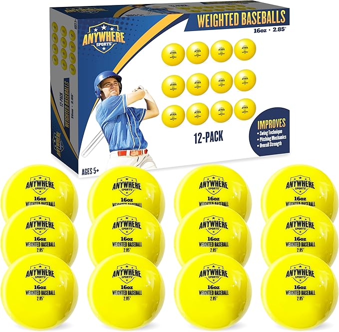 Weighted 16 oz Training Baseballs - Hitting & Pitching for All Skill Levels - Improve Power and Mechanics with Weighted Baseball Training Balls, 2.85” Diameter-StrideForce Fitness