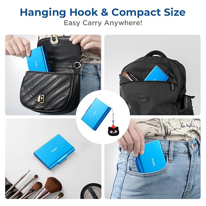 Aluminum Retainer Case for Invisalign Aligners, Partial Mouth Guard Case Denture Retainer Container Case Holder with Vent Holes, Slim Orthodontic Aligner Case for Traveling-1 Pack Blue