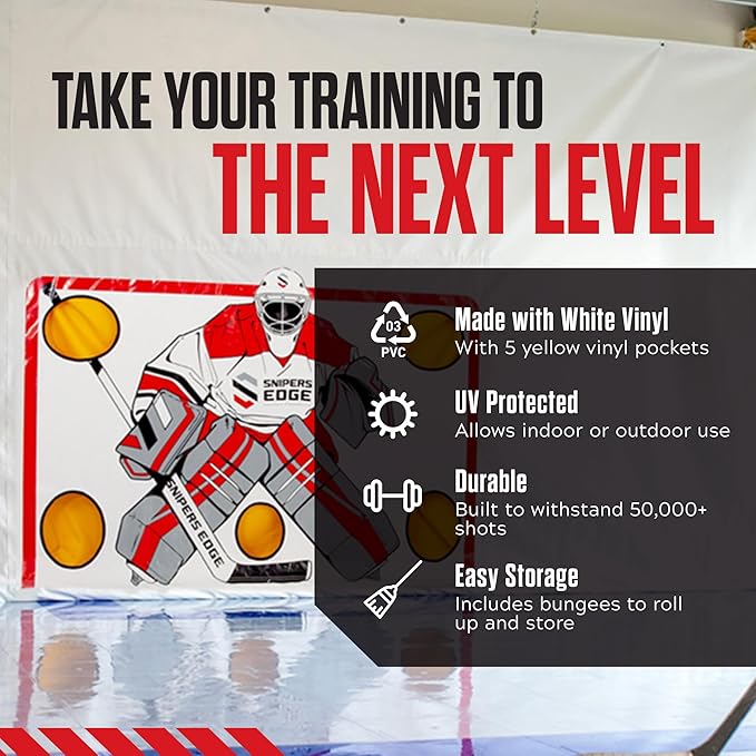 Snipers Edge Hockey Shooting Tarp – Tarp Made of Heavy Duty Vinyl – Develop a Stronger Slap and Wrist Shot Without Damaging Drywall or Breaking Windows-StrideForce Fitness