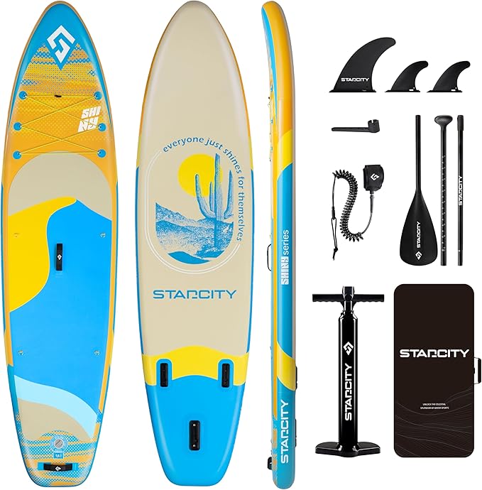 Starcity 11'*34"*6" Blow Up Paddle Board, Inflatable Paddle Board,Paddle Board,Spacious and Stable, Anti Slip and Easy to Operate, Large Size Suitable for Single Person/Family/Pet Use.-StrideForce Fitness