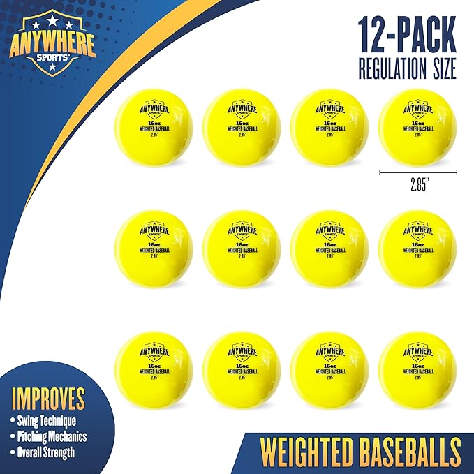 Weighted 16 oz Training Baseballs - Hitting & Pitching for All Skill Levels - Improve Power and Mechanics with Weighted Baseball Training Balls, 2.85” Diameter-StrideForce Fitness