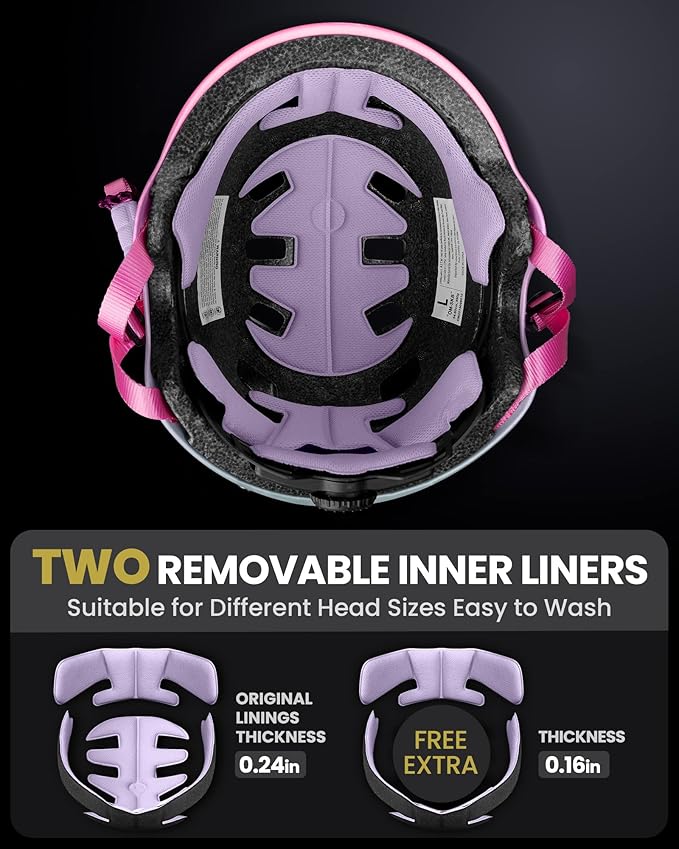 OutdoorMaster Skateboard Cycling Helmet - Two Removable Liners Ventilation Multi-Sport Scooter Roller Skate Inline Skating Rollerblading for Kids, Youth & Adults-StrideForce Fitness