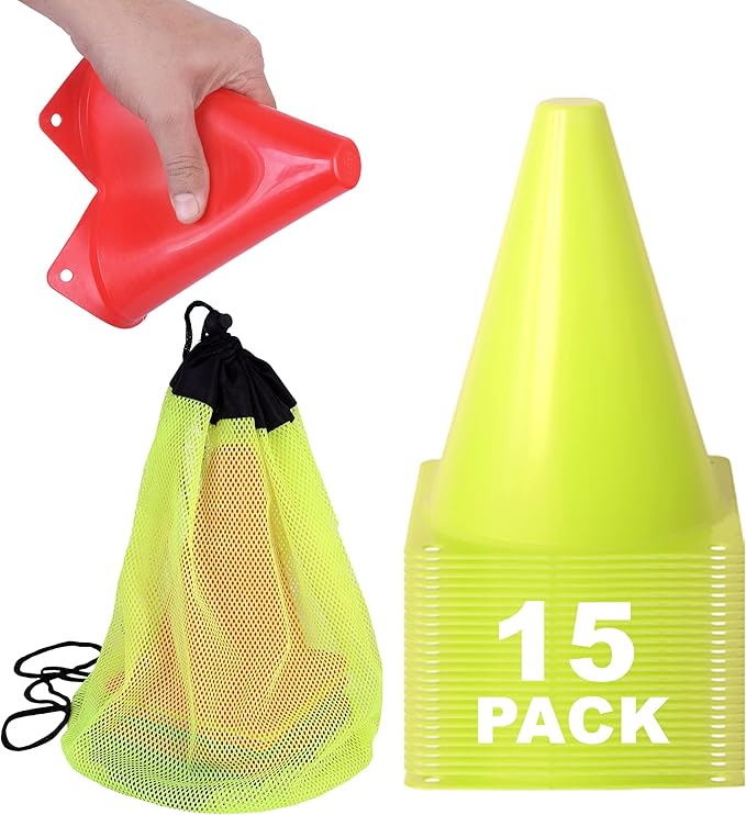 Cones for Sports Training, 7 Inches Tall & Visible, Durable and Easy to Handle Sports Cones, Ideal for All Kinds of Training Cones Activities and Field Practice Sport-StrideForce Fitness