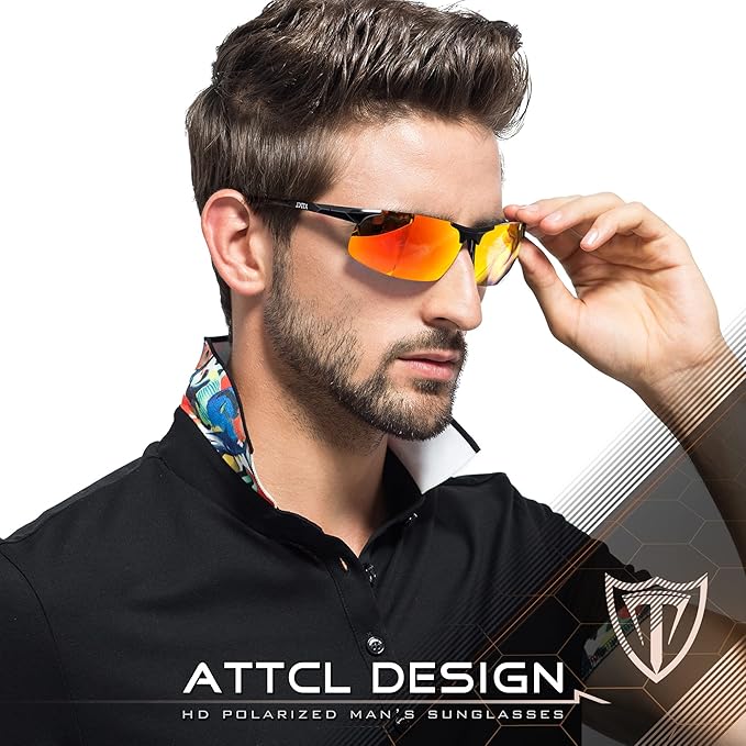 ATTCL Men's Sports Polarized Sunglasses Men for Driving running Fishing Golf - UV Protection Sun glasses Metal Frame-StrideForce Fitness