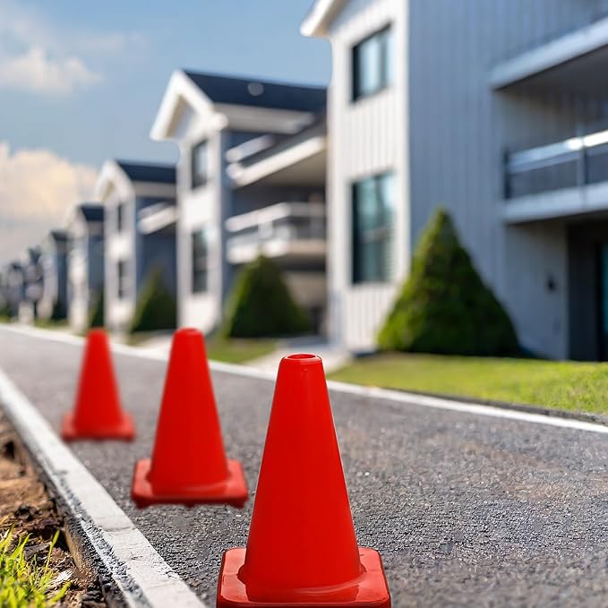 6, 9, 12, 18, 28 Inch Sports Training Traffic Cones - Durable Orange Cones for Soccer, Football, Basketball, Agility Drills, Parking, Safety, Road Use (Set of 12)-StrideForce Fitness