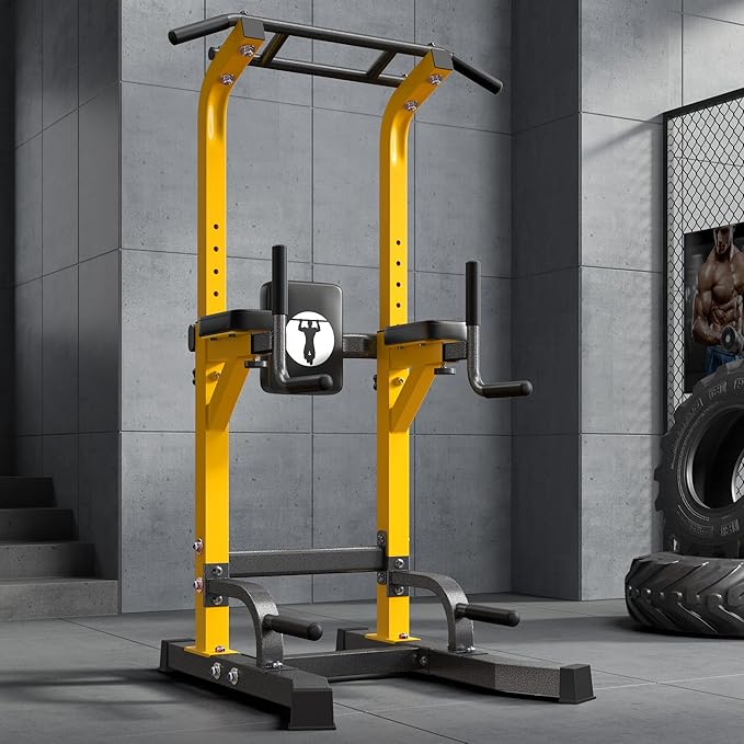 sogesfurniture Adjustable Dip Stands Assistive Trainer for Home Gym - 10-Level Height Wall-Saving Pull Up Bar, Dual Training Stands for Dip Push Up & Core Workout, Heavy Duty Steel Frame-StrideForce Fitness