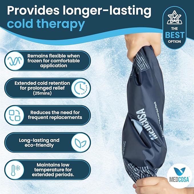Medcosa Large Gel Ice Pack | Flexible Hot or Cold Pack | Reusable Cold Packs for Injuries, Knee, Back, and Shoulder Pain Relief, Inflammation, Post-Op and More-StrideForce Fitness