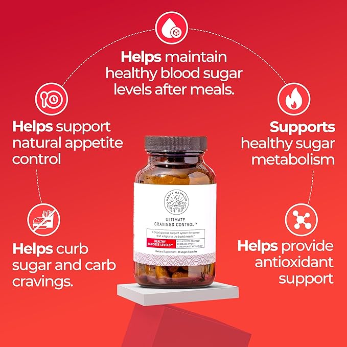 Happy Mammoth Ultimate Cravings Control – Sugar & Carb Cravings Support, Chromium, Natural Appetite Management & Metabolism Supplement for Adults, Non-GMO, No Gluten, Dairy, Soy or Sugar, 48 Capsules-StrideForce Fitness