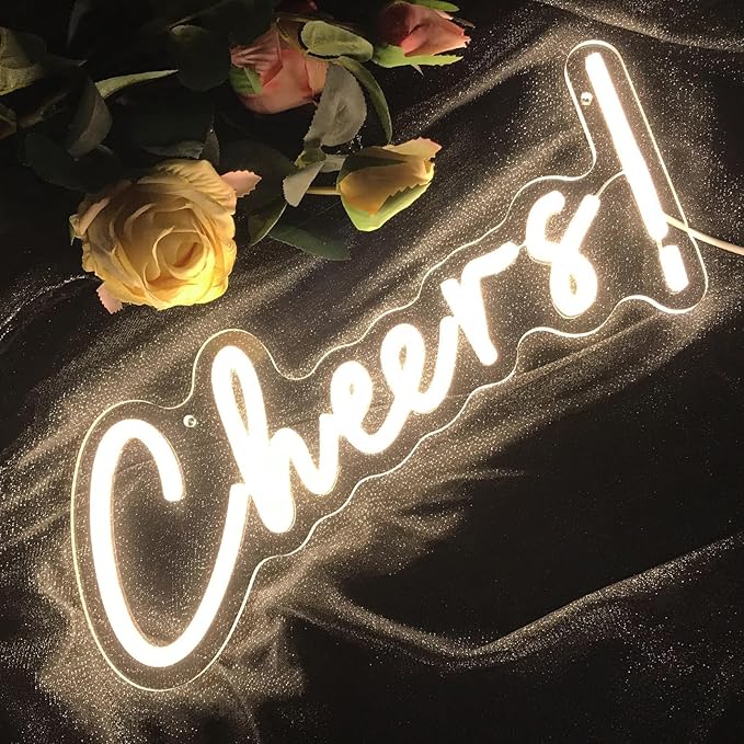 Cheers Neon Sign for Wall Decor LED Neon Cheers Light Sign USB Powered Wall Neon Light up Sign for Party Wall Décor Party Light Home Room Christmas Club Bistro Decor 5v (Warm White)-StrideForce Fitness