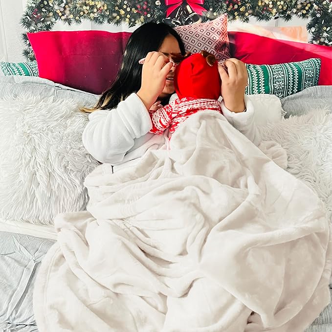 Bedsure Fleece Blanket Twin Size Cream - 300GSM Lightweight Plush Fuzzy Cozy Soft Warm Blanket for Bed, Sofa, Couch, Travel, Camping, 60x80 inches-StrideForce Fitness