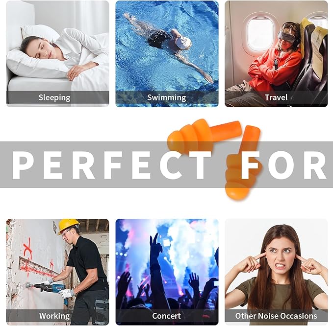 Ear Plugs for Swimming, Soft Ear Plugs for Sleeping Noise Cancelling, Reusable Ear Plugs for Noise Reduction, Ear Protection, Silicone Earplugs for Swimming, Sleeping, Snoring, Work, Concerts, 8 Pairs-StrideForce Fitness