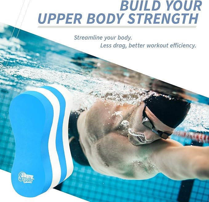 Sunlite Sports EVA 5-Layer Pull Buoy Leg Float - Pool Training Aid, Legs and HIPS Support for Adults, Kids, and Beginners, for Swimming Stroke-StrideForce Fitness