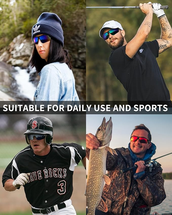 Polarized Sports Sunglasses for Men Women,UV400 Protection Sunglass for Running Cycling Fishing Hiking TR90-StrideForce Fitness