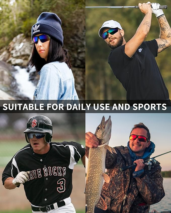 Polarized Sports Sunglasses for Men Women,UV400 Protection Sunglass for Running Cycling Fishing Hiking TR90-StrideForce Fitness