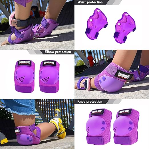 Youth/Kids Knee Pads Elbow Pads Wrist Guards Protective Gear Set for 3-15 Years Child Roller Skates, Skateboard, Cycling, Inline Skating, BMX Bike, Balance Bike, Scooter Riding and Other Outdoor Sports-StrideForce Fitness