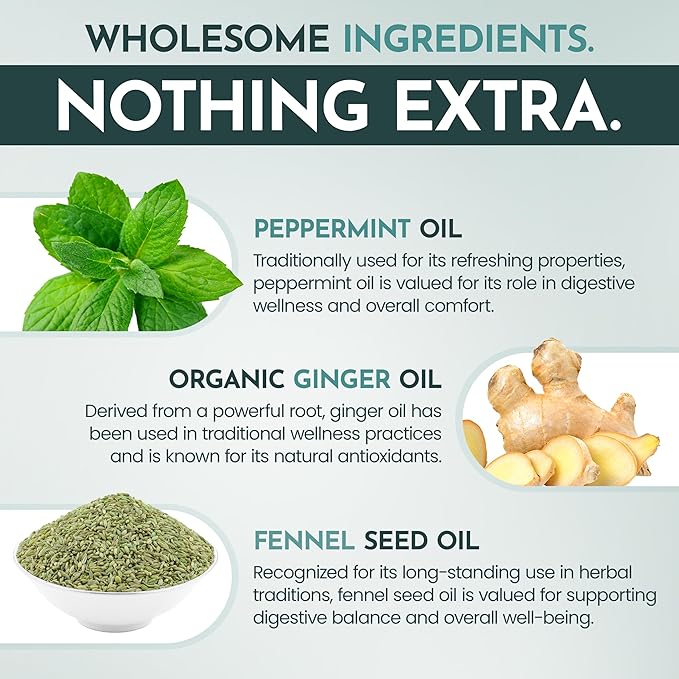 Maxi Health Peppermint Oil Capsules – Organic Ginger Oil & Fennel Delayed Release Capsule – Ingestible Dietary Kosher Peppermint Supplement for Digestive Support (60 Capsules)-StrideForce Fitness