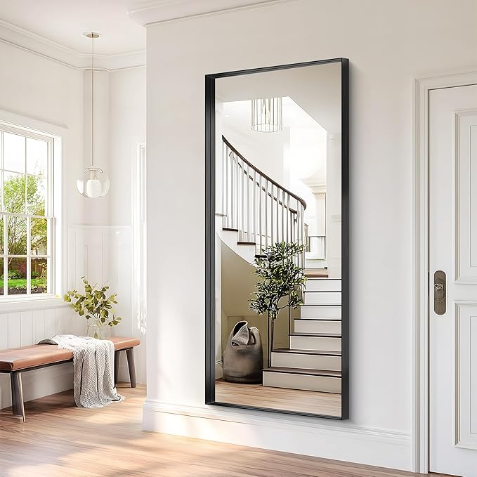 Black Bathroom Mirror, 72x30 Inch Rectangular Deep Frame Mirror, Large Wall Mounted Bathroom Vanity Mirror Over Sink for Bedroom,Restroom, Living Room, Hangs Vertically or Horizontally-StrideForce Fitness