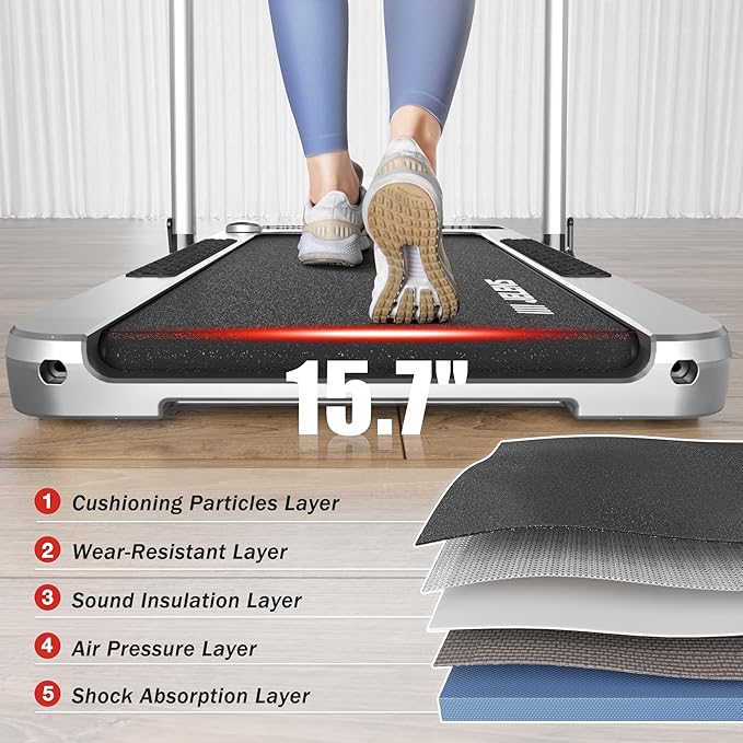 Treadmill for Home Office with Incline, 2-in-1 Portable Walking Pad with 330LBS Weight Capacity, 2.5HP Folding Treadmills with Gesture Sensing Control and Led Display-StrideForce Fitness