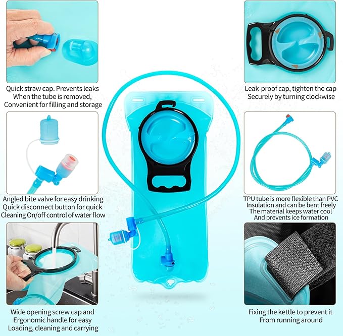 Hydration Backpack, Tactical Molle Water with 2L TPU Water Bladder, for Men Women Lightweight Water Backpack, Hydration Pack for Hiking, Biking, Climbing and Hunting-StrideForce Fitness