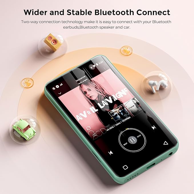 160GB MP3 Player with Bluetooth and WiFi, innioasis Music Player with Spotify,Pandora,Amazon Music,4" Touch Screen Android MP4 MP3 Player for Kids with Libby,Audible,Spotify Kids (White+ Green)-StrideForce Fitness