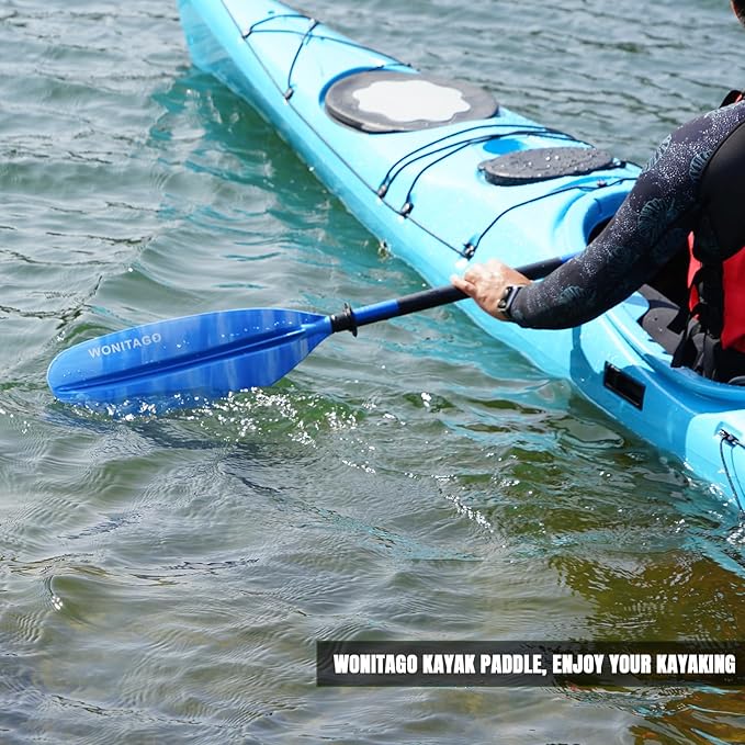 Kayak Paddle with Aluminum Shaft and Reinforced PP Blade, Floating Kayak Oar for Kayaking Canoeing and Boating, 220 cm/86 inches - 230 cm/90 inches-StrideForce Fitness