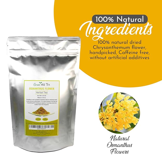 Green Hill Tea Osmanthus Flower Dried – Premium– Fragrant Osmanthus Dried Flowers -Loose Leaf Osmanthus Tea – 100% Pure, Natural, Non-GMO – Great for Brewing, Baking & Infusions 4 OZ-StrideForce Fitness