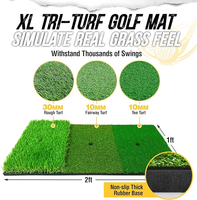 PodiuMax Golf Net, 10x7ft Golf Practice Net and Mat, Noise Reduce Target, 5 Balls, 4 Sandbags, Tee, Carry Bag, Hitting Nets for Backyard Garage, Indoor Driving Chiping, Gift for Men & Golfers-StrideForce Fitness