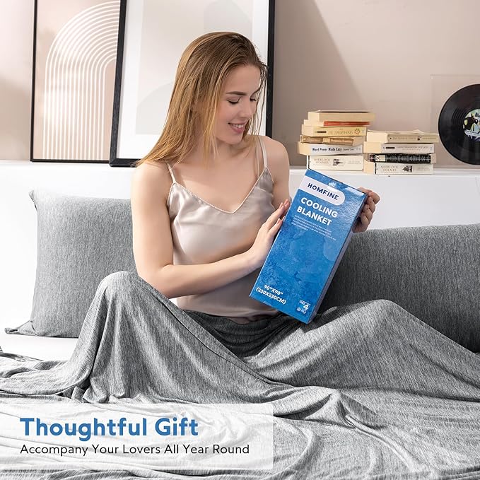 HOMFINE Cooling Blankets for Hot Sleepers - Summer Blanket Thin Lightweight Breathable Soft Double Side Enhanced Cooling for Bed Couch Sofa, Keep Cool for Night Sweats (Black, 60 x 80 inches)-StrideForce Fitness