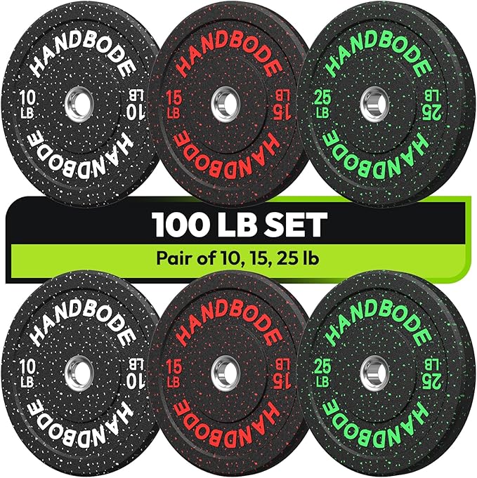 2-Inch Bumper Plates High Bounce, Olympic Weight Plate Set 45/100/160/190/260/300lb, Barbell Weight Plates Set for Home Gym, Colored Weights Rubber Strength Training Plate for Weight Lifting-StrideForce Fitness