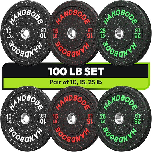 2-Inch Bumper Plates High Bounce, Olympic Weight Plate Set 45/100/160/190/260/300lb, Barbell Weight Plates Set for Home Gym, Colored Weights Rubber Strength Training Plate for Weight Lifting-StrideForce Fitness