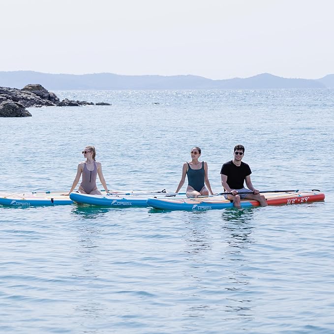 UPWELL 11’6”/11'2”/11'/10'8”/10'6”/10'2” Inflatable Stand Up Paddle Board with sup Accessories Including Backpack, Repairing Kits, Non-Slip Deck, Leash, 3 Fins, Paddle and Hand Pump-StrideForce Fitness