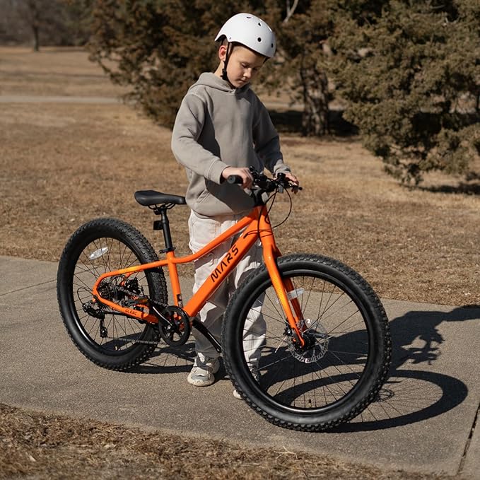 Glerc Mars Kids Mountain Bike, 20 24 Inch Fat Tire Bike for Teen Ages 6-14 Year Old, Bicycle with 2.8-Inch Wide Tires and 6 Speed Drivetrain, Multiple Colors-StrideForce Fitness