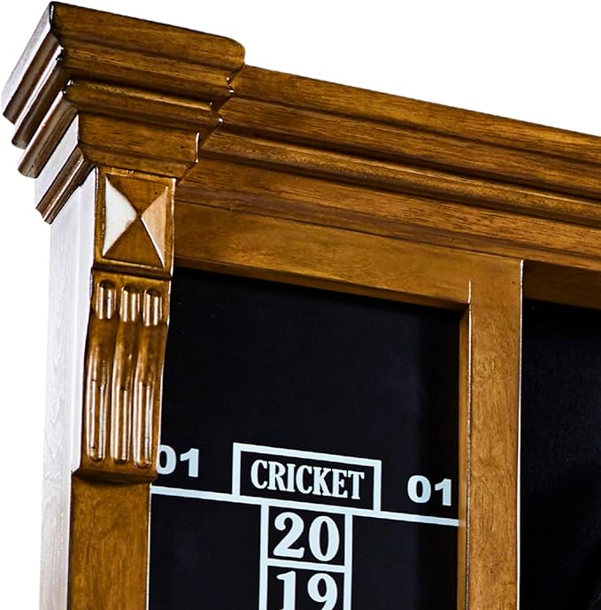 Barrington Dartboard Multiple Styles Pre-Assembled Wood Dartboard Cabinet Collection with 18” Bristle Dartboard & Steel Tip Dart Set, Perfect for Cricket Games-StrideForce Fitness