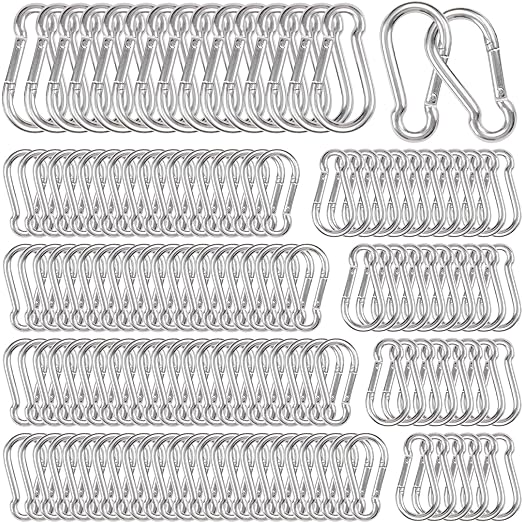 200Pcs Carabiner Clip Spring Snap Hook, M4 1.55 Inch Heavy Duty Galvanized Steel Spring Snap Hook, Quick Link Keychain Clip for Keys Swing Set Camping Fishing Hiking Traveling-StrideForce Fitness