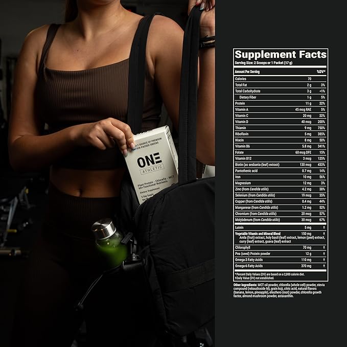 ON3 Athletic Protein Greens Supplement with chlorella, eleuthero and MCT Powder (5 Servings, Herbal)-StrideForce Fitness