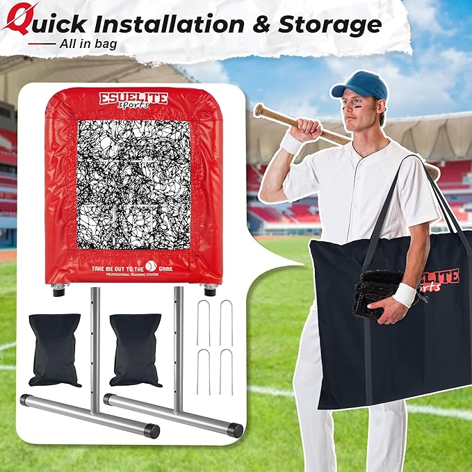 Heavy-Duty 9 Hole Pro Style Baseball & Softball Pitching Net with Strike Zone Target - Adjustable Portable Design for Training, Includes 4 Stakes & 2 Sandbags-StrideForce Fitness