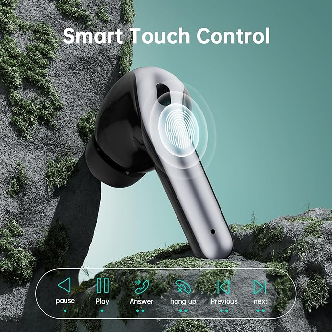 Wireless Earbuds, Bluetooth Ear Buds Headphones, 60H Long Playtime, Stereo Deep Bass, LED Power Display, IPX7 Sport Waterproof, Lightweight in-Ear Earphones with Mic for iPhone Android PC TV Computer-StrideForce Fitness