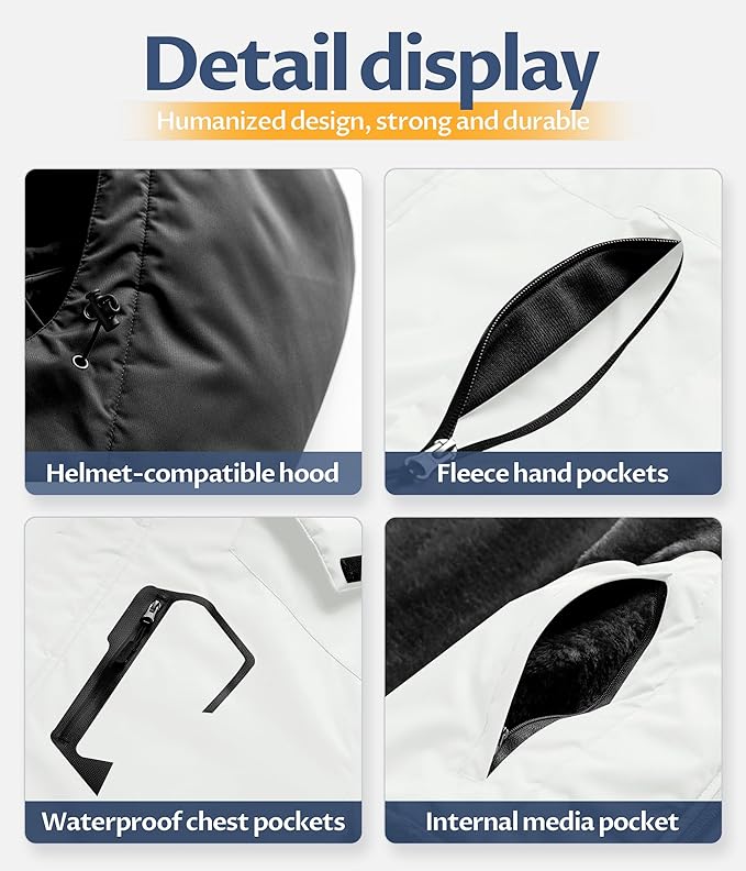 CREATMO US Men's Mountain Waterproof Ski Jacket - Windproof Snowboarding Warm Winter Coat Raincoat-StrideForce Fitness