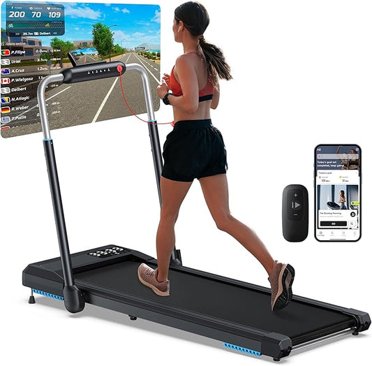 WELLFIT Treadmill for Home, 2 Level Incline Heavyduty Treadmill with Pulse Sensor, 4.0 HP, 1.0-10.0 MPH, 450/360 lbs Capacity, Large Running Area Treadmills with Bluetooth Player & LED Display-StrideForce Fitness